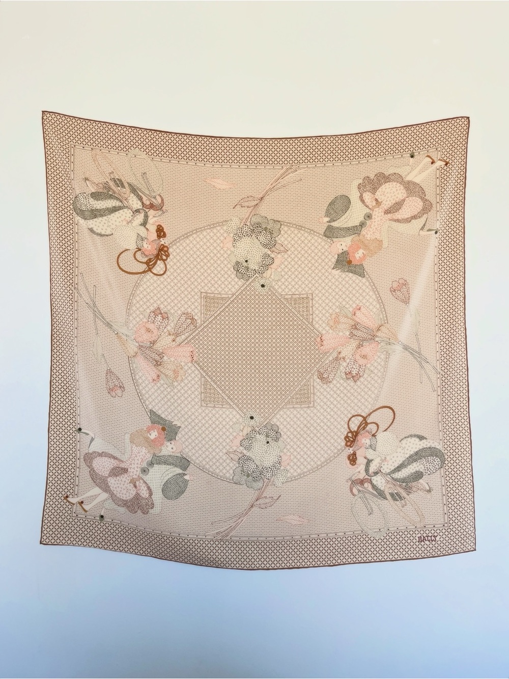 Vintage BALLY square silk scarf Italy